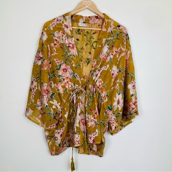 Free People Floral Yellow Kimono Top - Picture 5 of 11